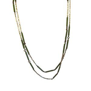 Vintage Green Gold Tone 30” Necklace Bohemian Hippiecore Unique